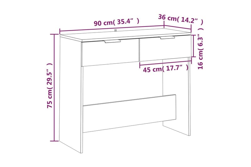 beBasic Konsollbord betonggrå 90x36x75 cm konstruert tre - GrÃ¥ - Møbler - Bord - Avlastningsbord & sidobord - Konsollbord & gangbord