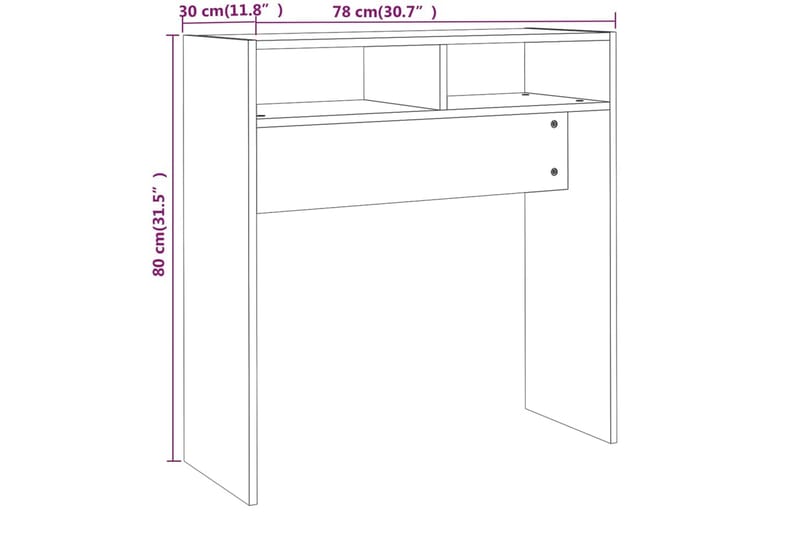 beBasic Konsollbord brun eik 78x30x80 cm konstruert tre - Brun - Møbler - Bord - Avlastningsbord & sidobord - Konsollbord & gangbord