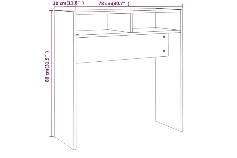 beBasic Konsollbord grå sonoma 78x30x80 cm konstruert tre - GrÃ¥ - Møbler - Bord - Avlastningsbord & sidobord - Konsollbord & gangbord