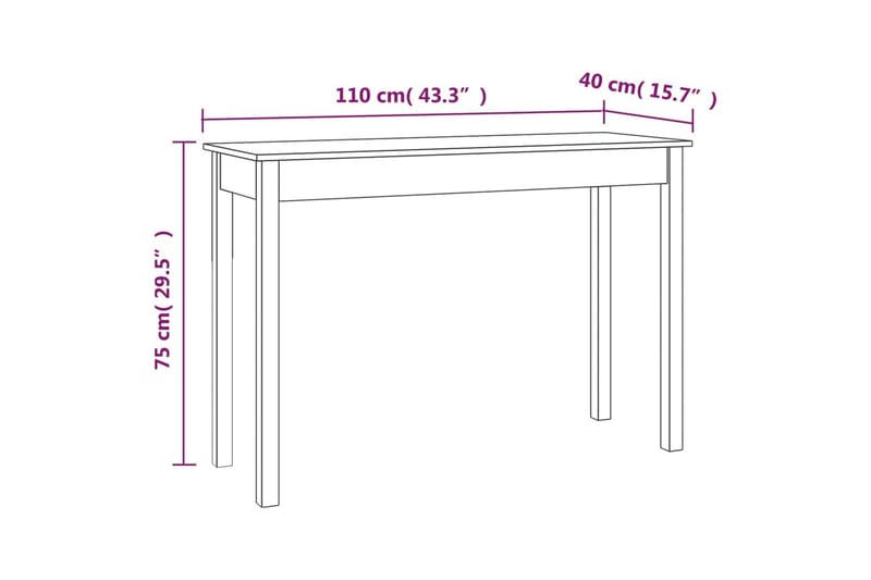 beBasic Konsollbord hvit 110x40x75 cm heltre furu - Hvit - Møbler - Bord - Avlastningsbord & sidobord - Konsollbord & gangbord