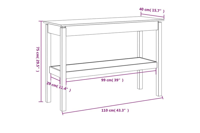 beBasic Konsollskap honningbrun 110x40x75 cm heltre furu - Brun - Møbler - Bord - Avlastningsbord & sidobord - Konsollbord & gangbord