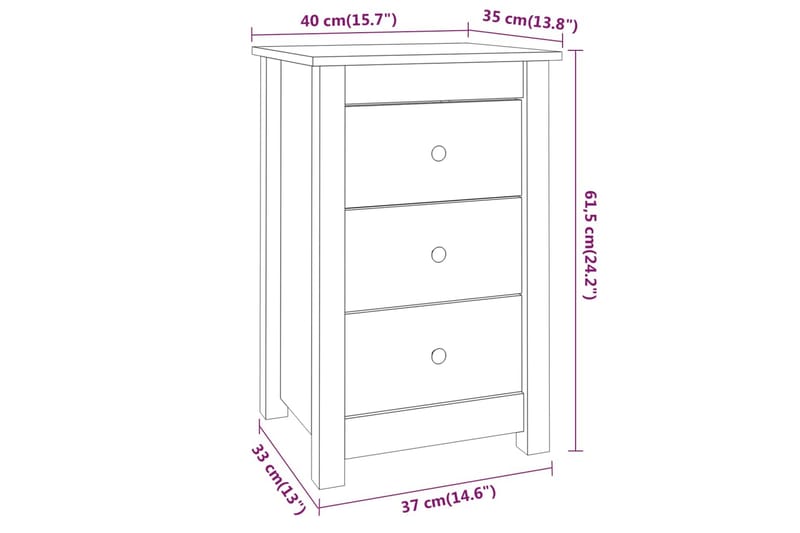 beBasic Nattbord 2 stk 40x35x61,5 heltre furu - Brun - Møbler - Bord - Avlastningsbord & sidobord - Sengebord & nattbord