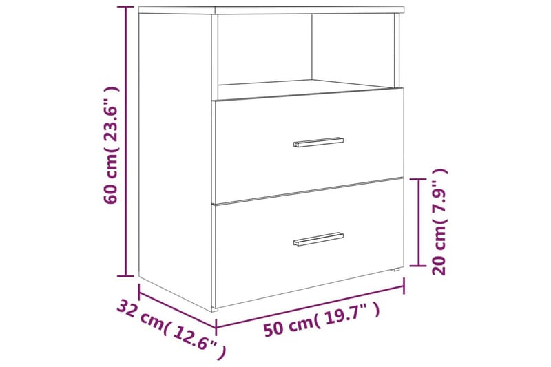 beBasic Nattbord 2 stk brun eik 50x32x60 cm - Brun - Møbler - Bord - Avlastningsbord & sidobord - Sengebord & nattbord