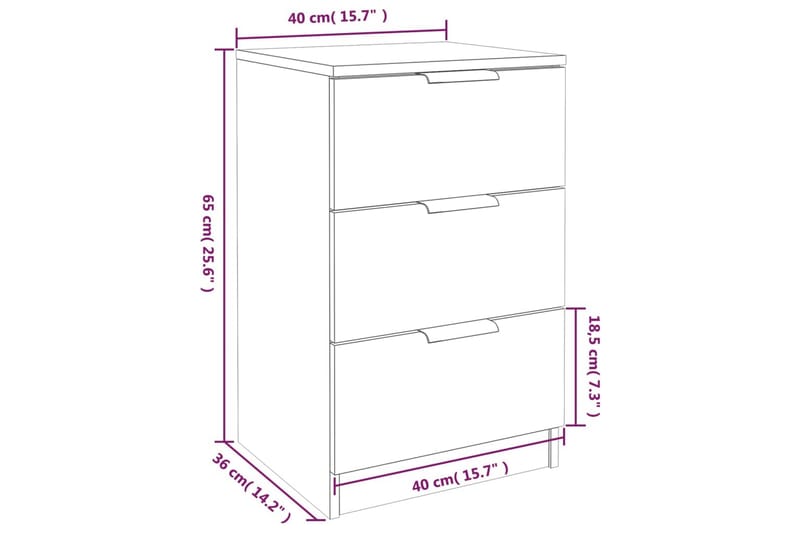 beBasic Nattbord 2 stk røkt eik 40x36x65 cm - Brun - Sengebord & nattbord