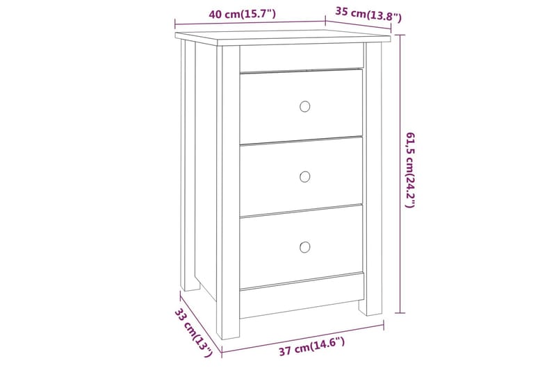 beBasic Nattbord 40x35x61,5 cm heltre furu - Brun - Møbler - Bord - Avlastningsbord & sidobord - Sengebord & nattbord