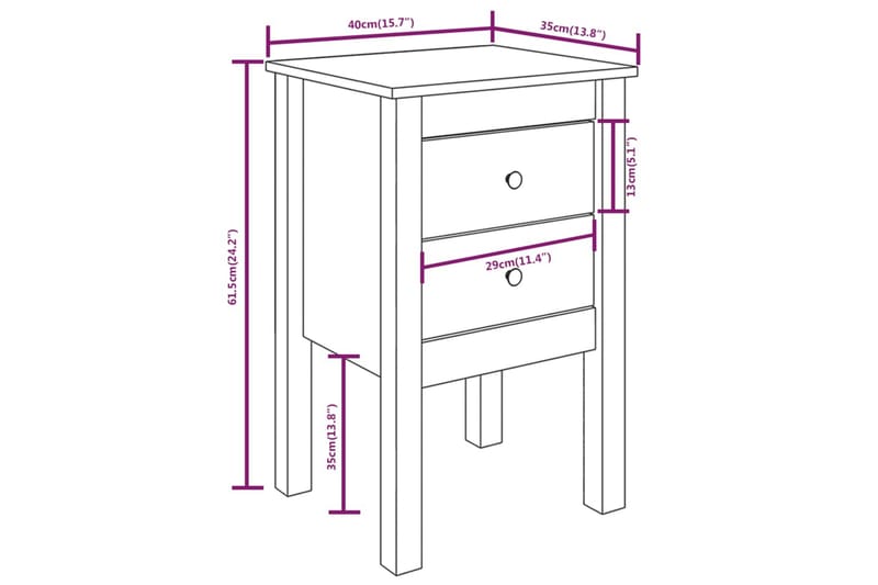 beBasic Nattbord 40x35x61,5 cm heltre furu - Brun - Møbler - Bord - Avlastningsbord & sidobord - Sengebord & nattbord