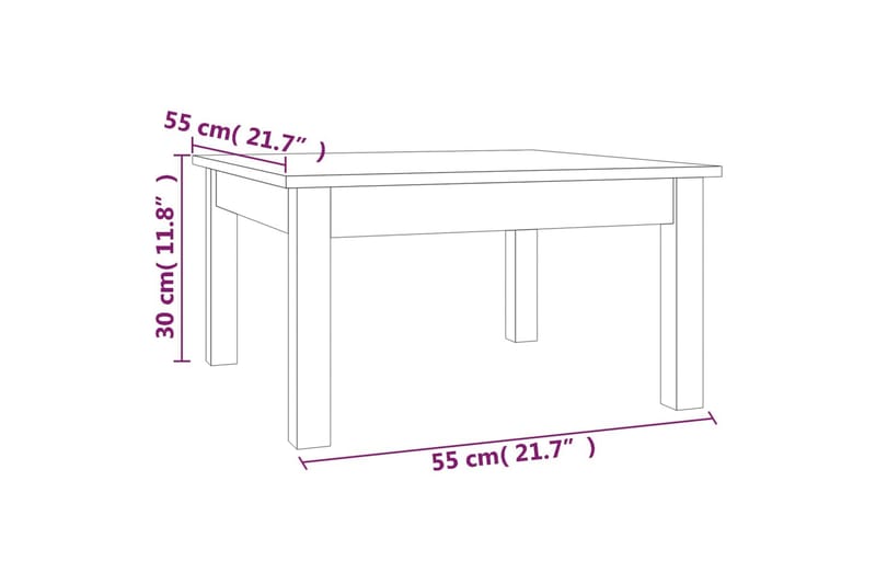 beBasic Salongbord 55x55x30 cm heltre furu - Brun - Møbler - Bord - Avlastningsbord & sidobord - Brettbord og småbord