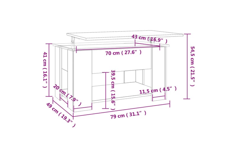 beBasic Salongbord betonggrå 79x49x41 cm konstruert tre - GrÃ¥ - Møbler - Bord - Avlastningsbord & sidobord - Brettbord og småbord