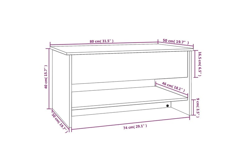 beBasic Salongbord betonggrå 80x50x40 cm konstruert tre - GrÃ¥ - Møbler - Bord - Avlastningsbord & sidobord - Brettbord og småbord