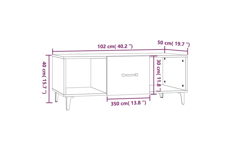 beBasic Salongbord brun eik 102x50x40 cm konstruert tre - Brun - Møbler - Bord - Avlastningsbord & sidobord - Brettbord og småbord