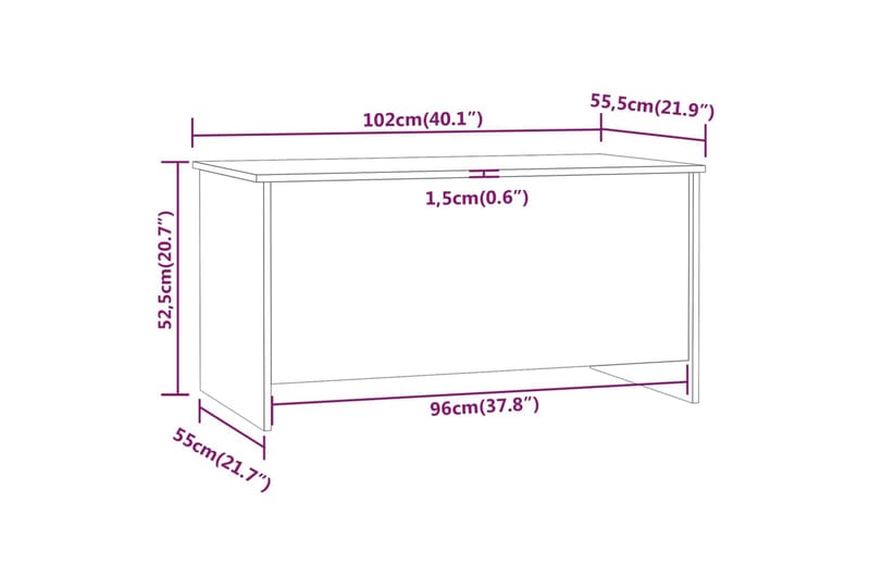 beBasic Salongbord brun eik 102x55,5x52,5 cm konstruert tre - Brun - Møbler - Bord - Avlastningsbord & sidobord - Lampebord & sidebord