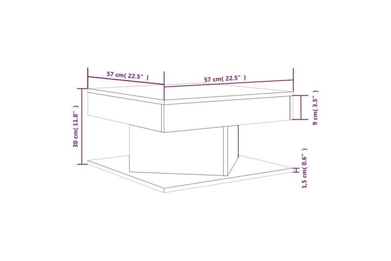 beBasic Salongbord brun eik 57x57x30 cm konstruert tre - Brun - Møbler - Bord - Avlastningsbord & sidobord - Brettbord og småbord