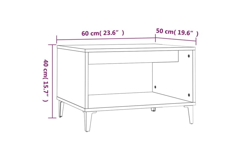 beBasic Salongbord brun eik 60x50x40 cm konstruert tre - Brun - Møbler - Bord - Avlastningsbord & sidobord - Brettbord og småbord