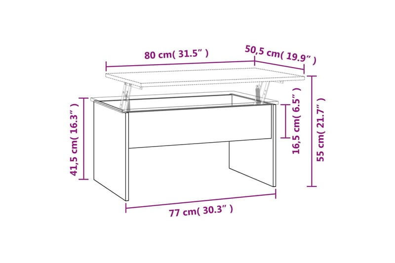 beBasic Salongbord brun eik 80x50,5x41,5 cm konstruert tre - Brun - Møbler - Bord - Avlastningsbord & sidobord - Brettbord og småbord