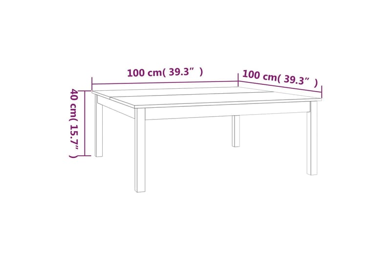 beBasic Salongbord grå 100x100x40 cm heltre furu - GrÃ¥ - Møbler - Bord - Avlastningsbord & sidobord - Brettbord og småbord