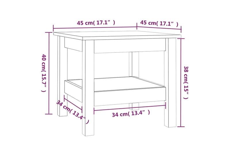 beBasic Salongbord grå 45x45x40 cm heltre furu - GrÃ¥ - Møbler - Bord - Avlastningsbord & sidobord - Brettbord og småbord