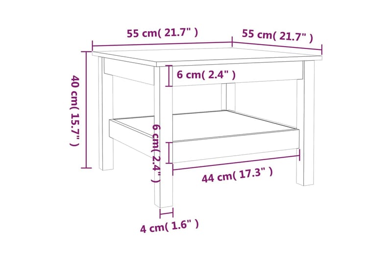 beBasic Salongbord grå 55x55x40 cm heltre furu - GrÃ¥ - Møbler - Bord - Avlastningsbord & sidobord - Brettbord og småbord