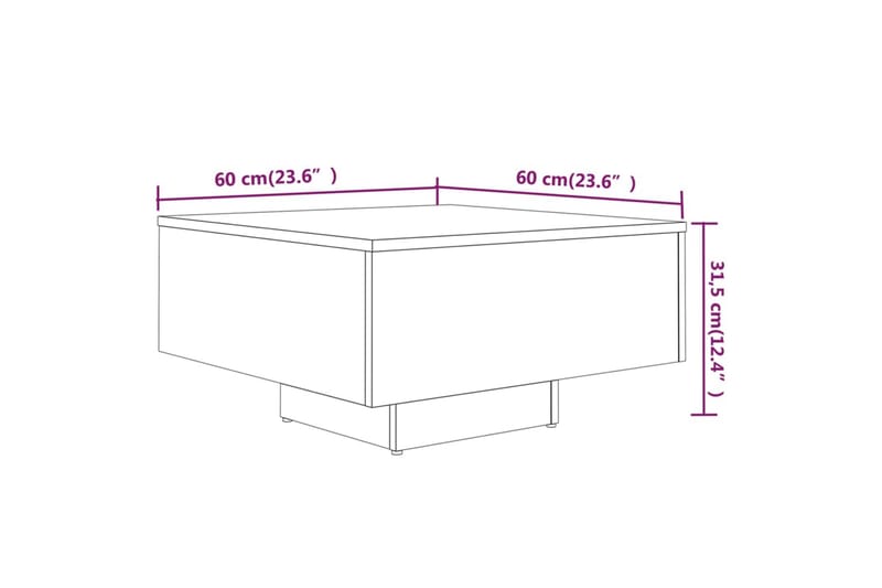 beBasic Salongbord grå sonoma 60x60x31,5 cm konstruert tre - GrÃ¥ - Møbler - Bord - Avlastningsbord & sidobord - Brettbord og småbord