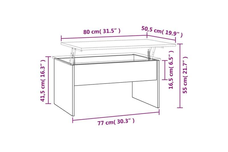 beBasic Salongbord grå sonoma 80x50,5x41,5 cm konstruert tre - GrÃ¥ - Møbler - Bord - Avlastningsbord & sidobord - Brettbord og småbord