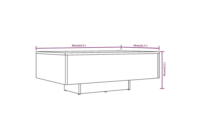 beBasic Salongbord grå sonoma 85x55x31 cm konstruert tre - GrÃ¥ - Møbler - Bord - Avlastningsbord & sidobord - Brettbord og småbord