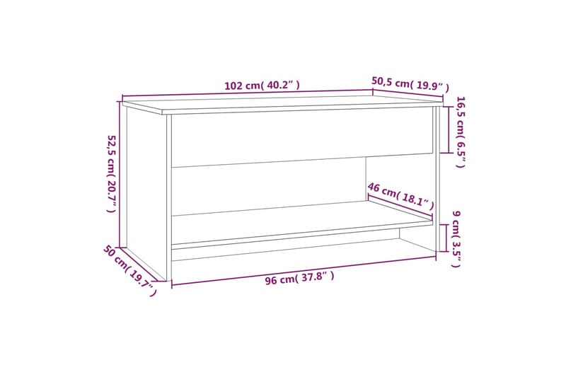 beBasic Salongbord høyglans hvit 102x50x52,5 cm konstruert tre - Hvit - Møbler - Bord - Avlastningsbord & sidobord - Brettbord og småbord