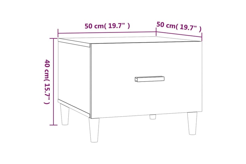 beBasic Salongbord høyglans hvit 50x50x40 cm konstruert tre - Hvit - Møbler - Bord - Avlastningsbord & sidobord - Brettbord og småbord