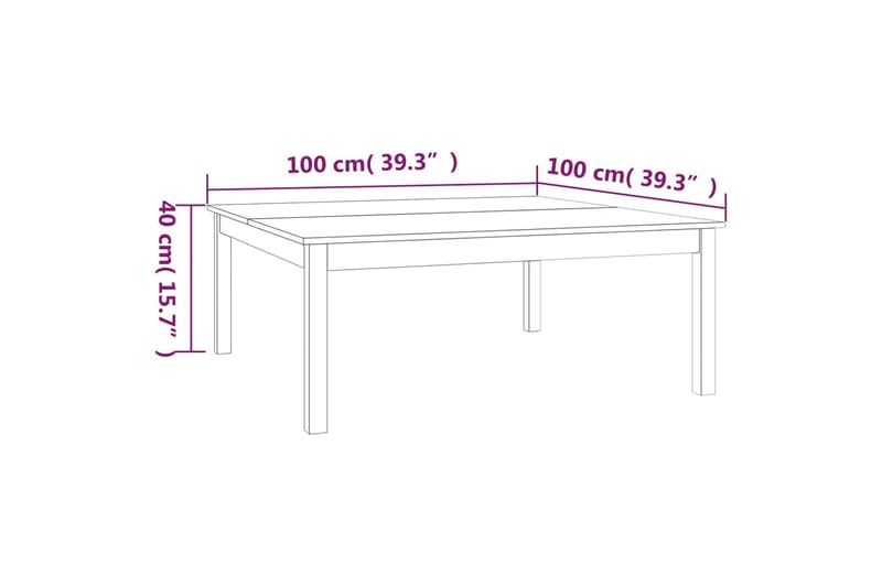 beBasic Salongbord honningbrun 100x100x40 cm heltre furu - Brun - Møbler - Bord - Avlastningsbord & sidobord - Brettbord og småbord