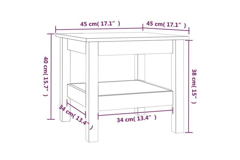 beBasic Salongbord honningbrun 45x45x40 cm heltre furu - Brun - Møbler - Bord - Avlastningsbord & sidobord - Brettbord og småbord