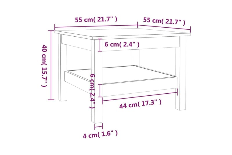 beBasic Salongbord honningbrun 55x55x40 cm heltre furu - Brun - Møbler - Bord - Avlastningsbord & sidobord - Brettbord og småbord