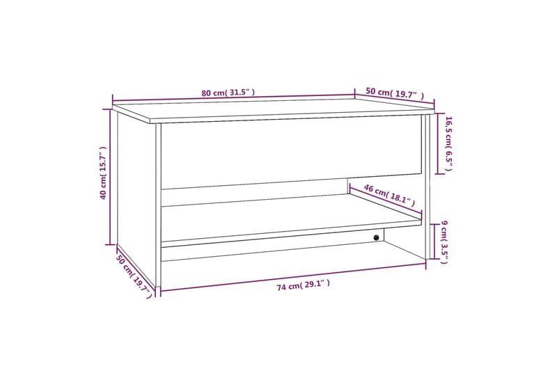 beBasic Salongbord hvit 80x50x40 cm konstruert tre - Hvit - Møbler - Bord - Avlastningsbord & sidobord - Brettbord og småbord