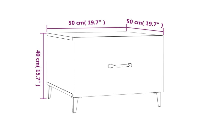 beBasic Salongbord med metallben 2 stk høyglans hvit 50x50x40 cm - Hvit - Møbler - Bord - Avlastningsbord & sidobord - Brettbord og småbord