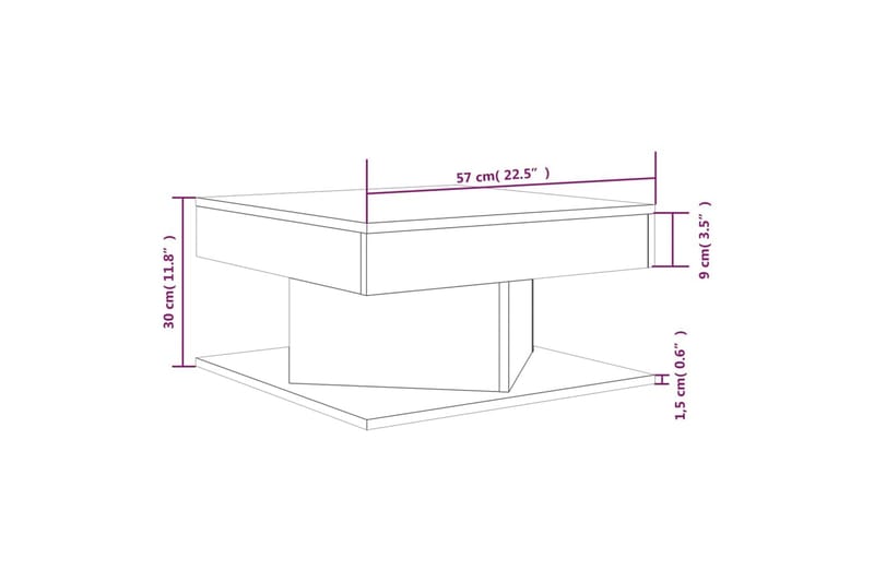 beBasic Salongbord røkt eik 57x57x30 cm konstruert tre - Brun - Møbler - Bord - Avlastningsbord & sidobord - Brettbord og småbord