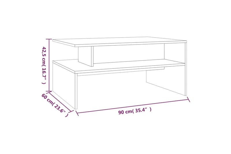 beBasic Salongbord røkt eik 90x60x42,5 cm konstruert tre - Brun - Møbler - Bord - Avlastningsbord & sidobord - Brettbord og småbord