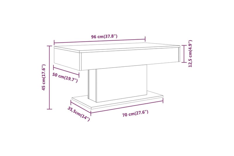 beBasic Salongbord røkt eik 96x50x45 cm konstruert tre - Brun - Møbler - Bord - Avlastningsbord & sidobord - Brettbord og småbord