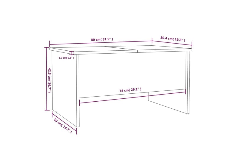 beBasic Salongbord sonoma eik 80x50x42,5 cm konstruert tre - Brun - Møbler - Bord - Avlastningsbord & sidobord - Brettbord og småbord