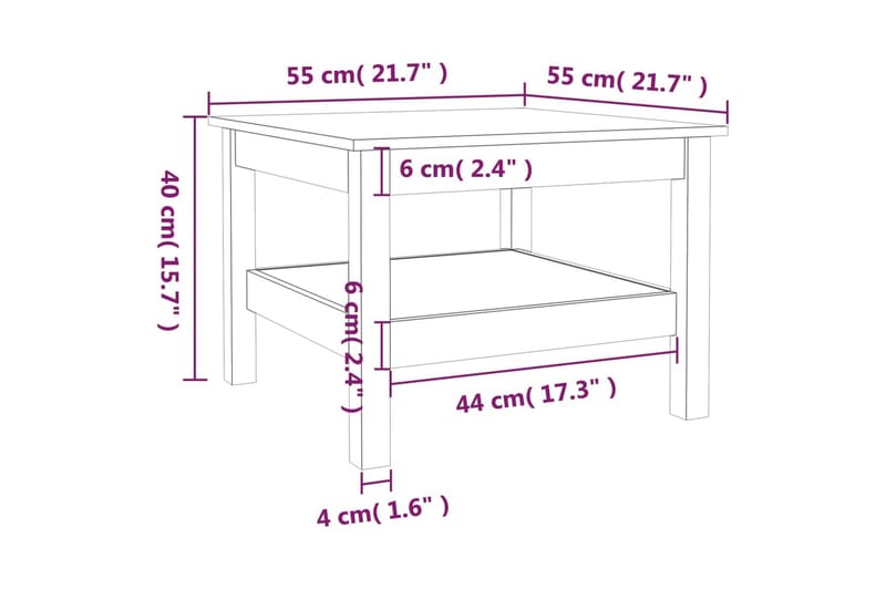 beBasic Salongbord svart 55x55x40 cm heltre furu - Svart - Møbler - Bord - Avlastningsbord & sidobord - Lampebord & sidebord