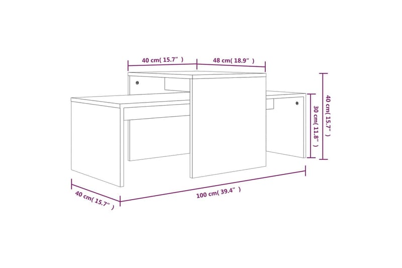 beBasic Salongbordsett grå sonoma 100x48x40 cm konstruert tre - GrÃ¥ - Møbler - Bord - Avlastningsbord & sidobord - Brettbord og småbord