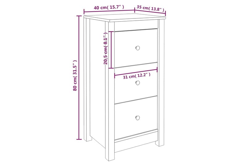 beBasic Skjenk 40x35x80 cm heltre furu - Brun - Møbler - Bord - Avlastningsbord & sidobord - Brettbord og småbord