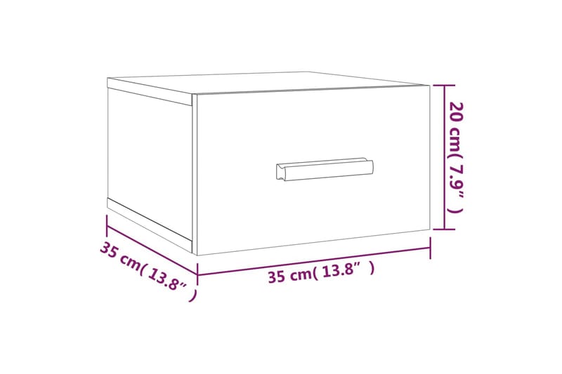 beBasic Veggmontert nattbord brun eik 35x35x20 cm - Brun - Møbler - Bord - Avlastningsbord & sidobord - Sengebord & nattbord