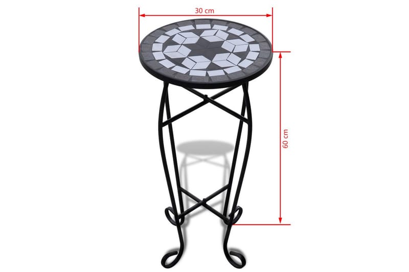 Mosaikk Sidebord Plantebord Svart Hvit - Svart - Møbler - Bord - Avlastningsbord & sidobord - Brettbord og småbord