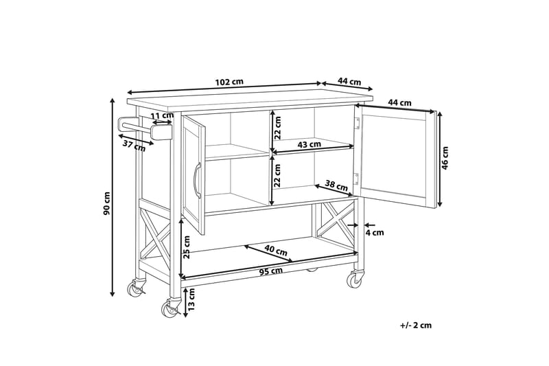 Serveringsvogn Geveze 102 cm - Hvit - Møbler - Bord - Avlastningsbord & sidobord - Brettbord og småbord