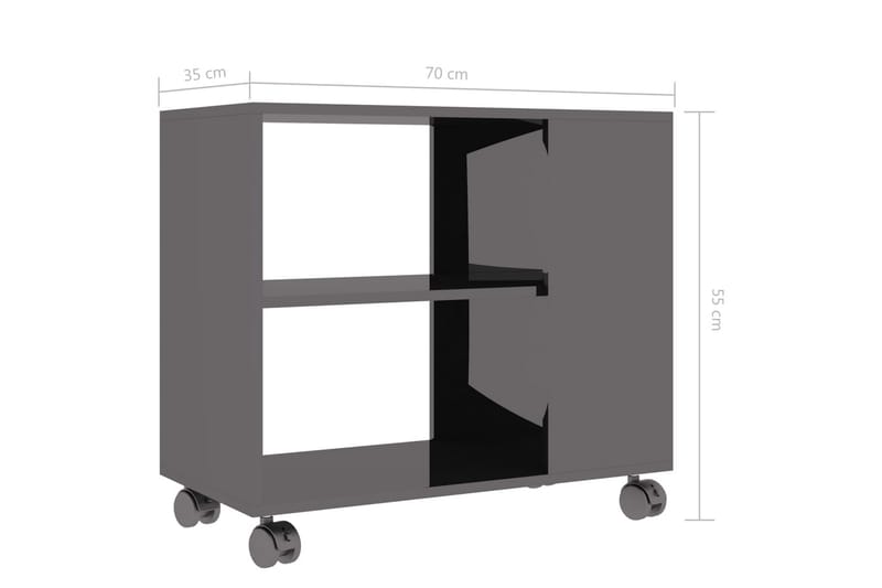 Sidebord høyglans grå 70x35x55 cm sponplate - Grå - Møbler - Bord - Avlastningsbord & sidobord - Brettbord og småbord