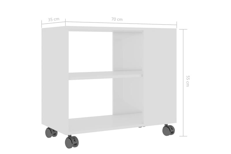 Sidebord høyglans hvit 70x35x55 cm sponplate - Hvit - Møbler - Bord - Avlastningsbord & sidobord - Brettbord og småbord