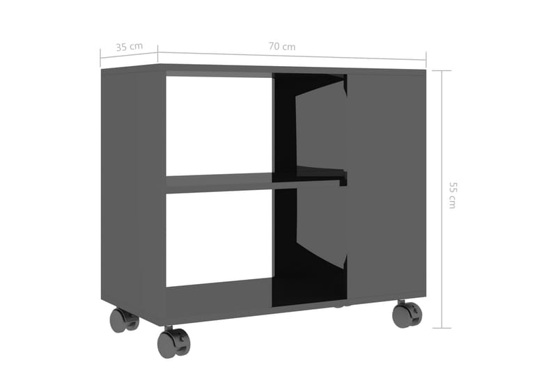 Sidebord høyglans svart 70x35x55 cm sponplate - Svart - Møbler - Bord - Avlastningsbord & sidobord - Brettbord og småbord