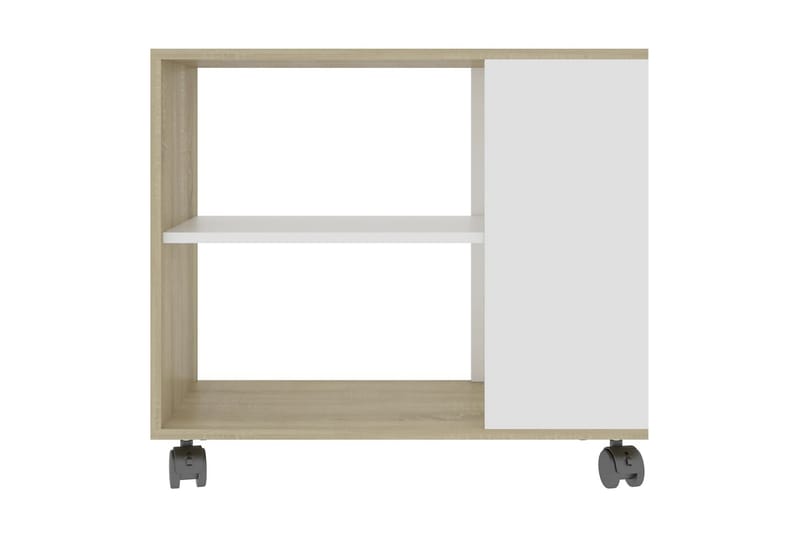 Sidebord hvit og sonoma eik 70x35x55 cm sponplate - Beige - Møbler - Bord - Avlastningsbord & sidobord - Brettbord og småbord