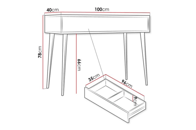 Sidebord Kintore 100 cm - Svart - Møbler - Bord - Avlastningsbord & sidobord - Brettbord og småbord