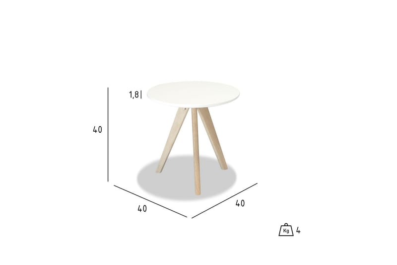 Sidebord Minerva 40 cm Rundt - Hvit - Møbler - Bord - Avlastningsbord & sidobord - Brettbord og småbord