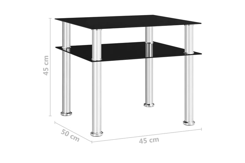 Sidebord svart 45x50x45 cm glass - Svart - Møbler - Bord - Avlastningsbord & sidobord - Brettbord og småbord