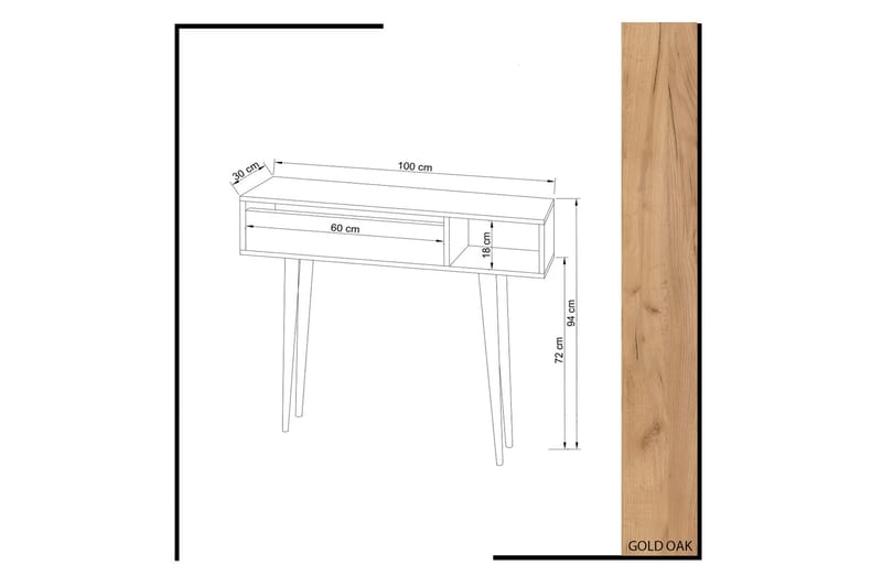 Sidobord Guld|Ek|Gul - Møbler - Bord - Avlastningsbord & sidobord - Brettbord og småbord