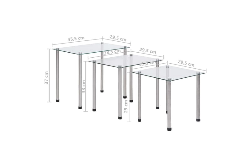 Stablebord 3 stk gjennomsiktig herdet glass - Gjennomsiktig - Møbler - Bord - Avlastningsbord & sidobord - Brettbord og småbord